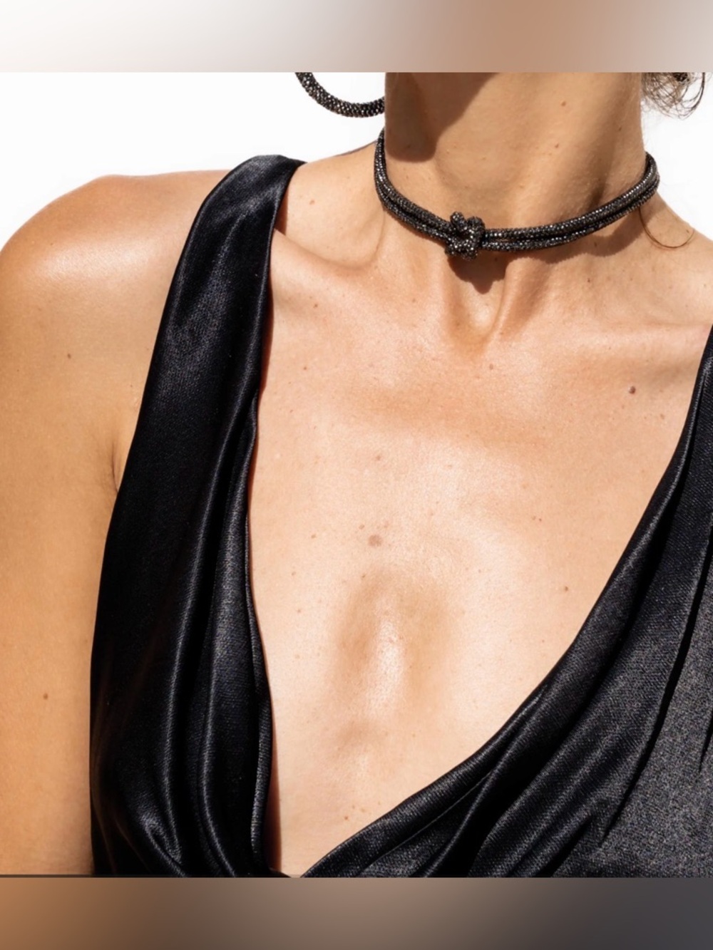 Rocknot Crystal Knot Choker Necklace - Gunmetal, NWT - Picture 3 of 3